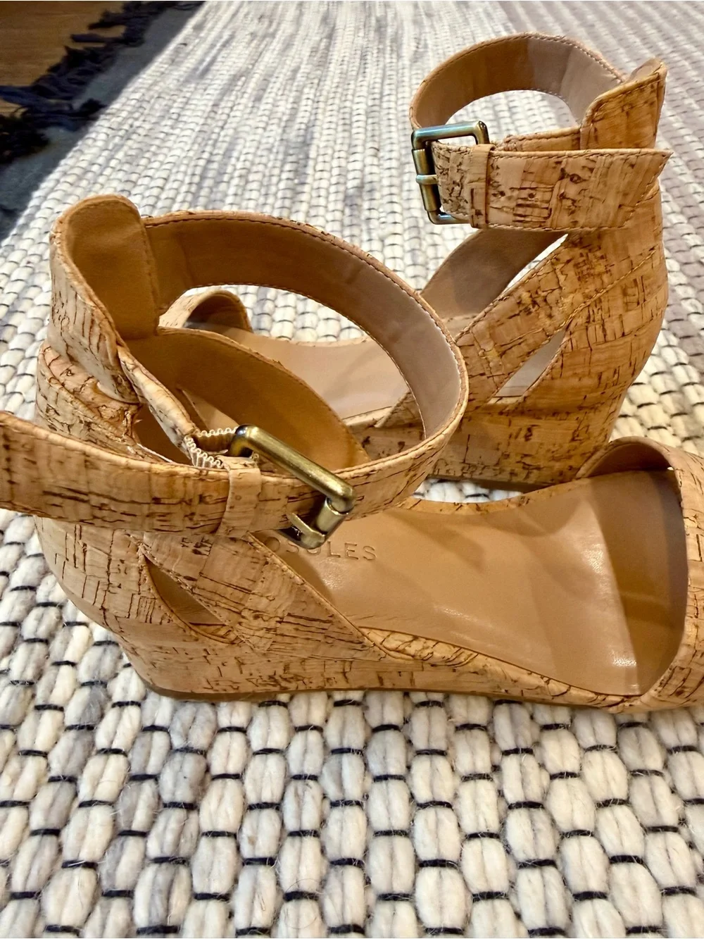 AEROSOLES Cork Ankle-Strap Sandals in Tan